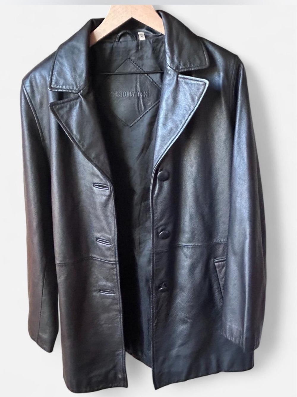 Preston & York Genuine Leather Jacket Blazer Coat Black Men’s S